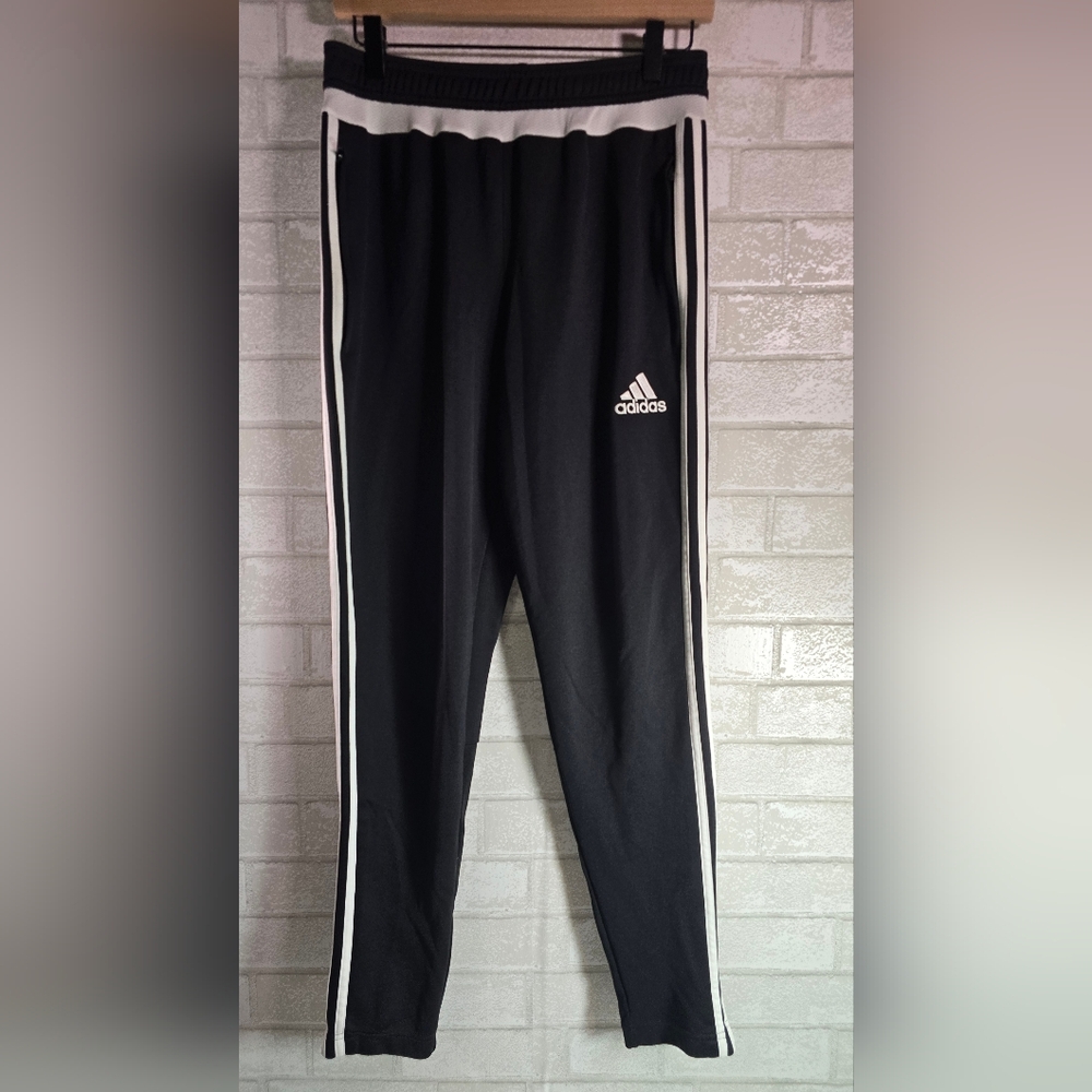 Adidas Climacool Black Stripe Skinny Jogger Athletic Pants Zip Ankles Women's M